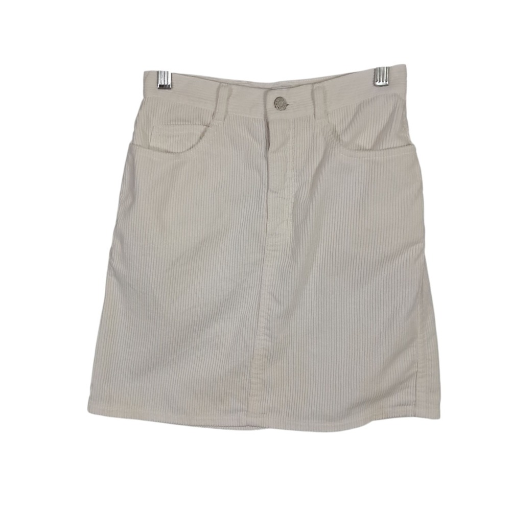Vintage Guess White Corduroy Skirt Women's Size 28 80s 90s Pockets Mini Preppy‎